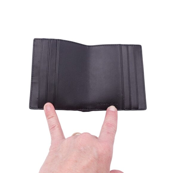 NWOT Michael Kors Malone Debossed Logo Duo Fold Wallet Black Credit Card Pocket - Picture 4 of 10